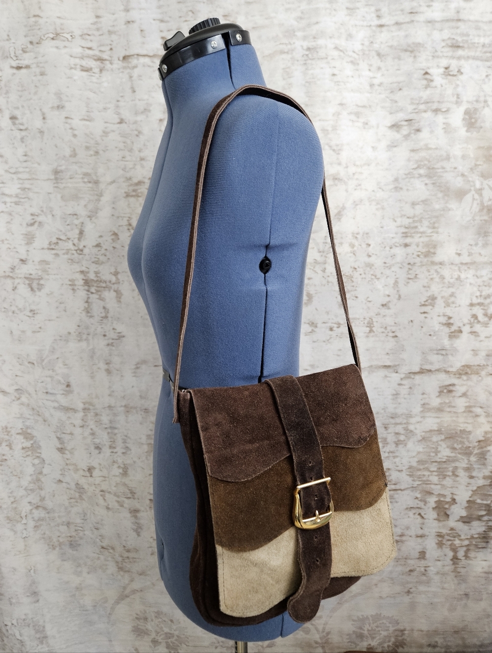Vintage Leather Suede Purse Shoulder Bag Chocolate Brown Made in Spain VTG Boho - Picture 11 of 12